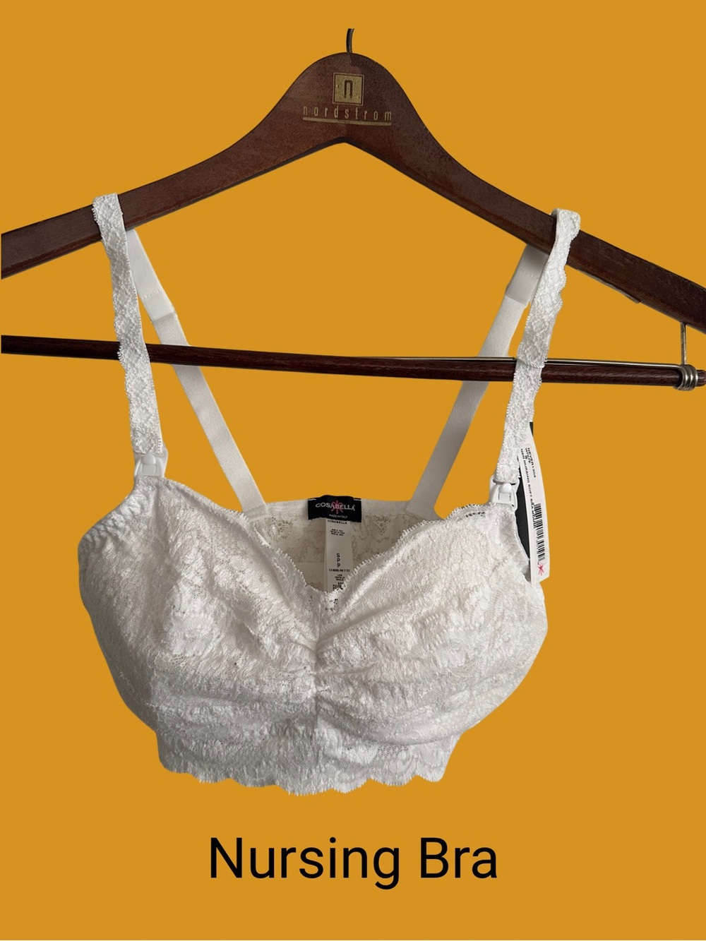 COSABELLA White Lace Nursing Bra MATERNITY SIZE SMALL 2 4 Breastfeeding Adjust
